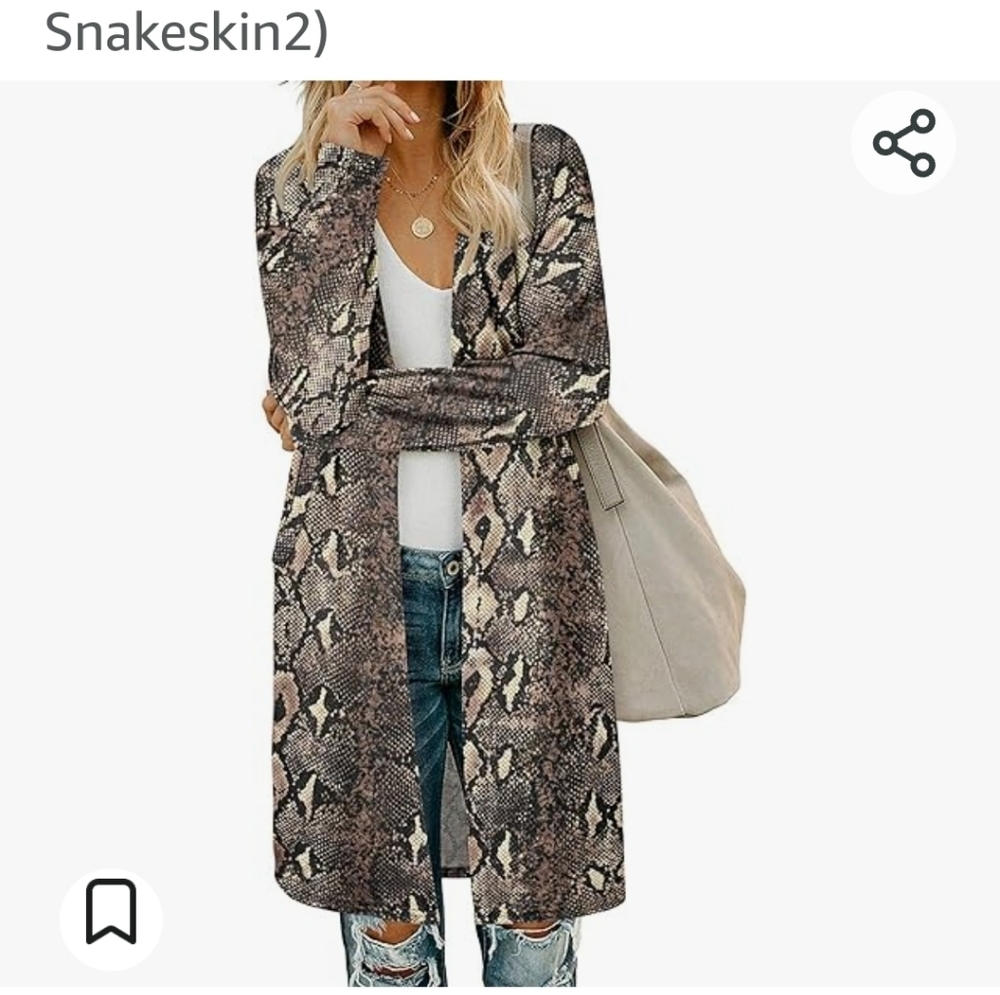 Ladies SNAKESKIN Cardigan sweater Large NWT, pockets